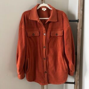 BiBi Rust Fleece Shacket Button Front Jacket - Size L
